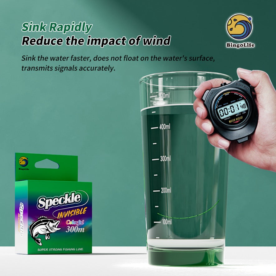 Speckle monofilament fast sinking test