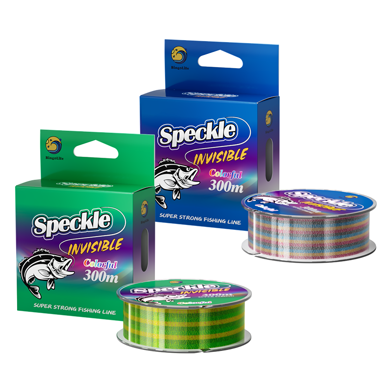 Bingolife colorful speckle invisible monofilament fishing line Blue Speckle and Green Speckle